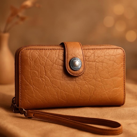 B Amici Handbags - Elegant Gingerbread Long B. Amici RFID Nancy Leather Women's Wallet.